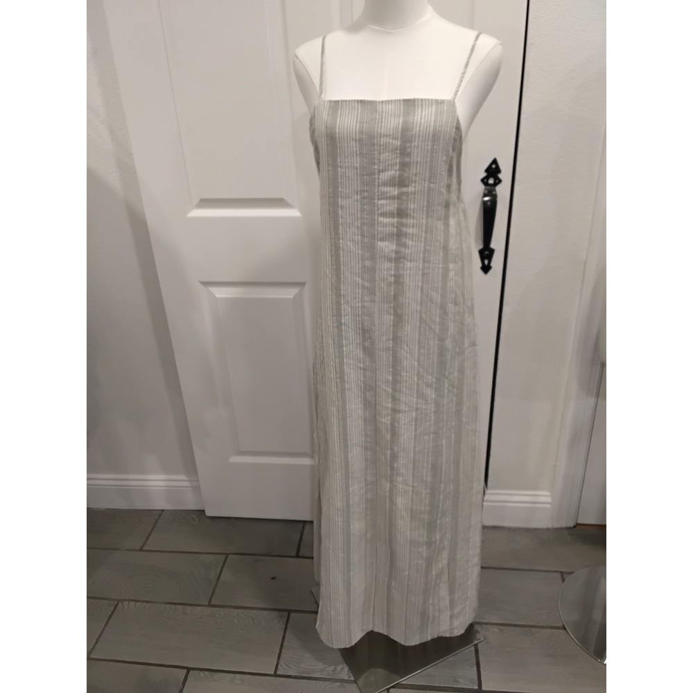 NWOT Sage The Label Striped Maxi Dress Square Neck Spaghetti Strap Linen Blend S